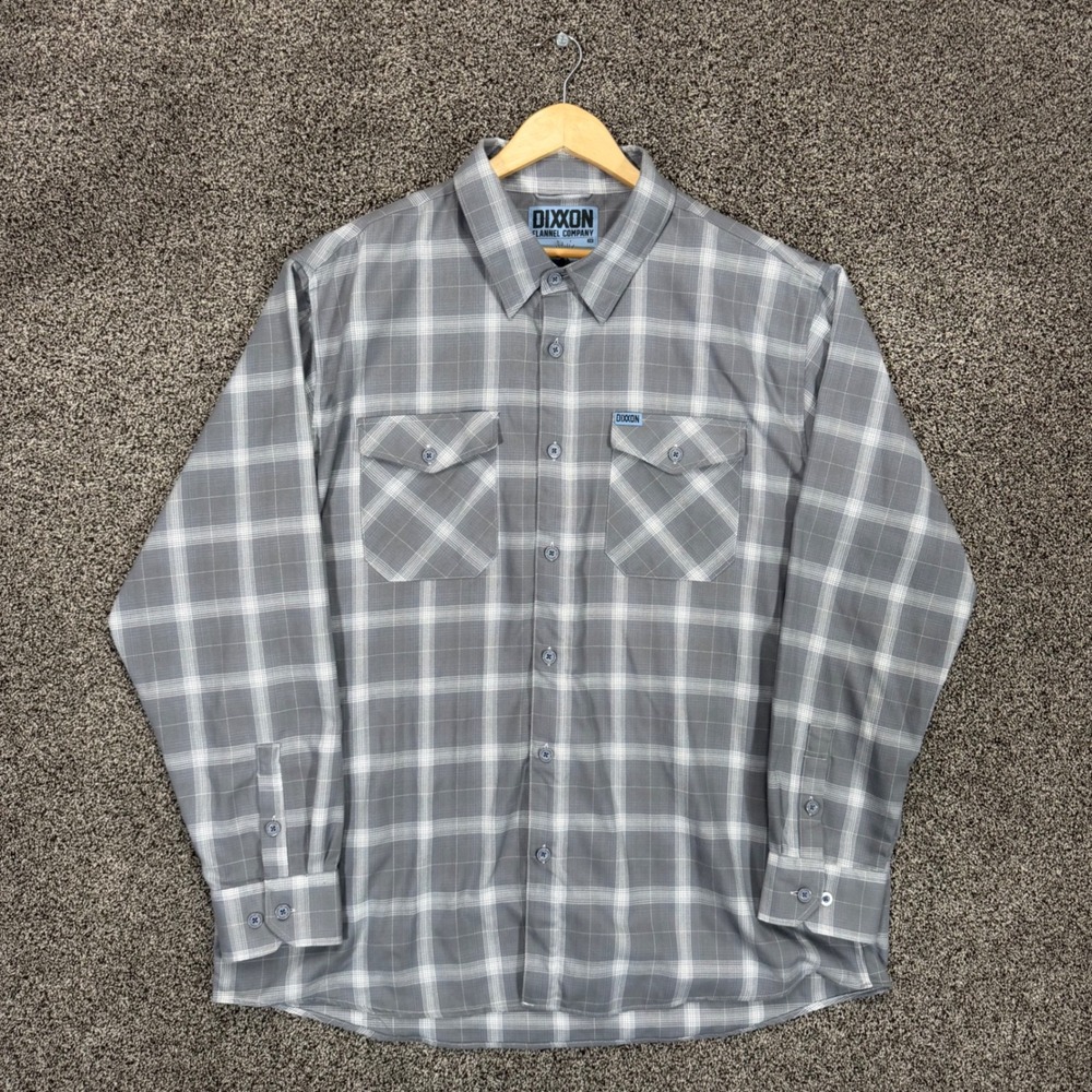 Dixxon Avalanche Flannel Shirt Mens 3XL Gray Plaid Flap Pockets Performance